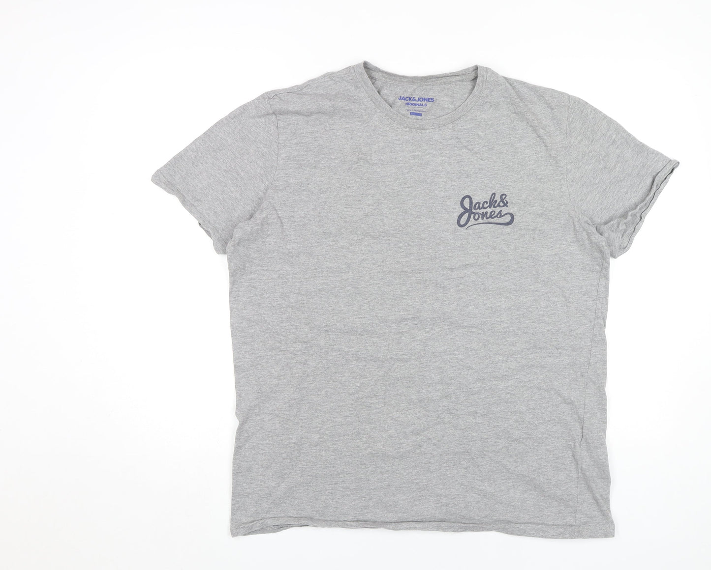 Jack & Jones Men's Grey XL T-Shirt, Short Sleeve, Logo Accent