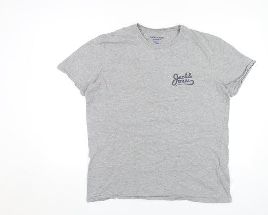 Jack & Jones Men's Grey XL T-Shirt, Short Sleeve, Logo Accent