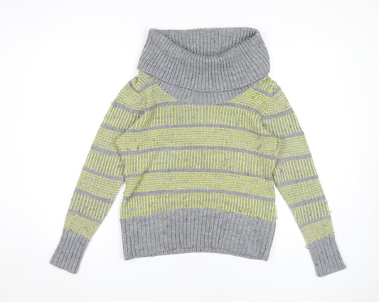 Fat Face Women's Grey Green Cowl Neck Pullover Jumper 12