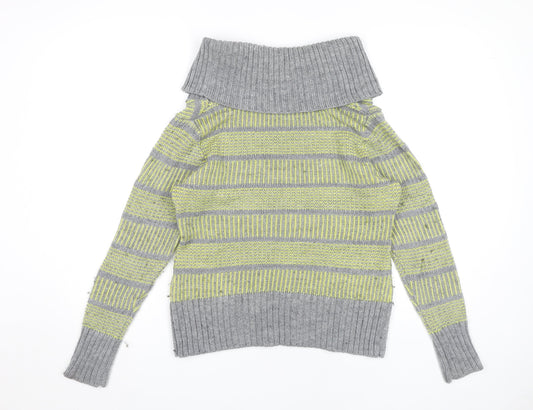 Fat Face Women's Grey Green Cowl Neck Pullover Jumper 12