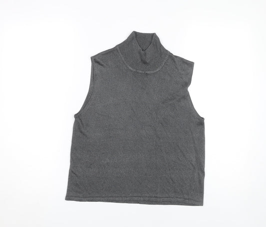 Laura Ashley Grey Mock Neck Sleeveless Women's Tank Top L