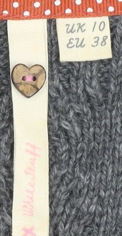 White Stuff Women's Grey Vest - Size 10, Cable-Knit Open Front Vest Cardigan