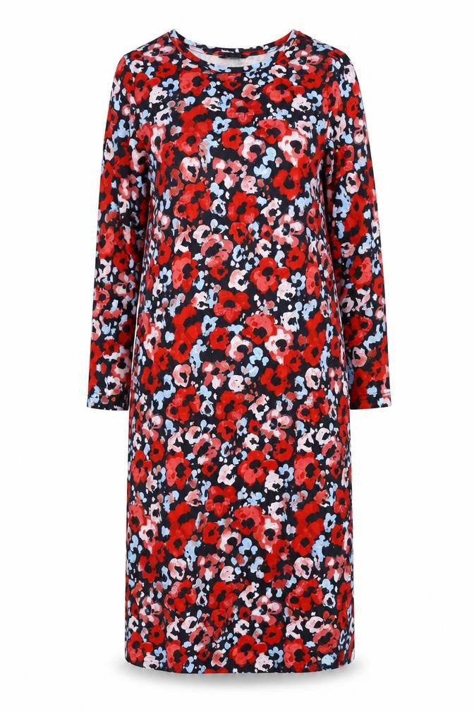 Monki Women's Red Floral Long Sleeve Dress Size 12
