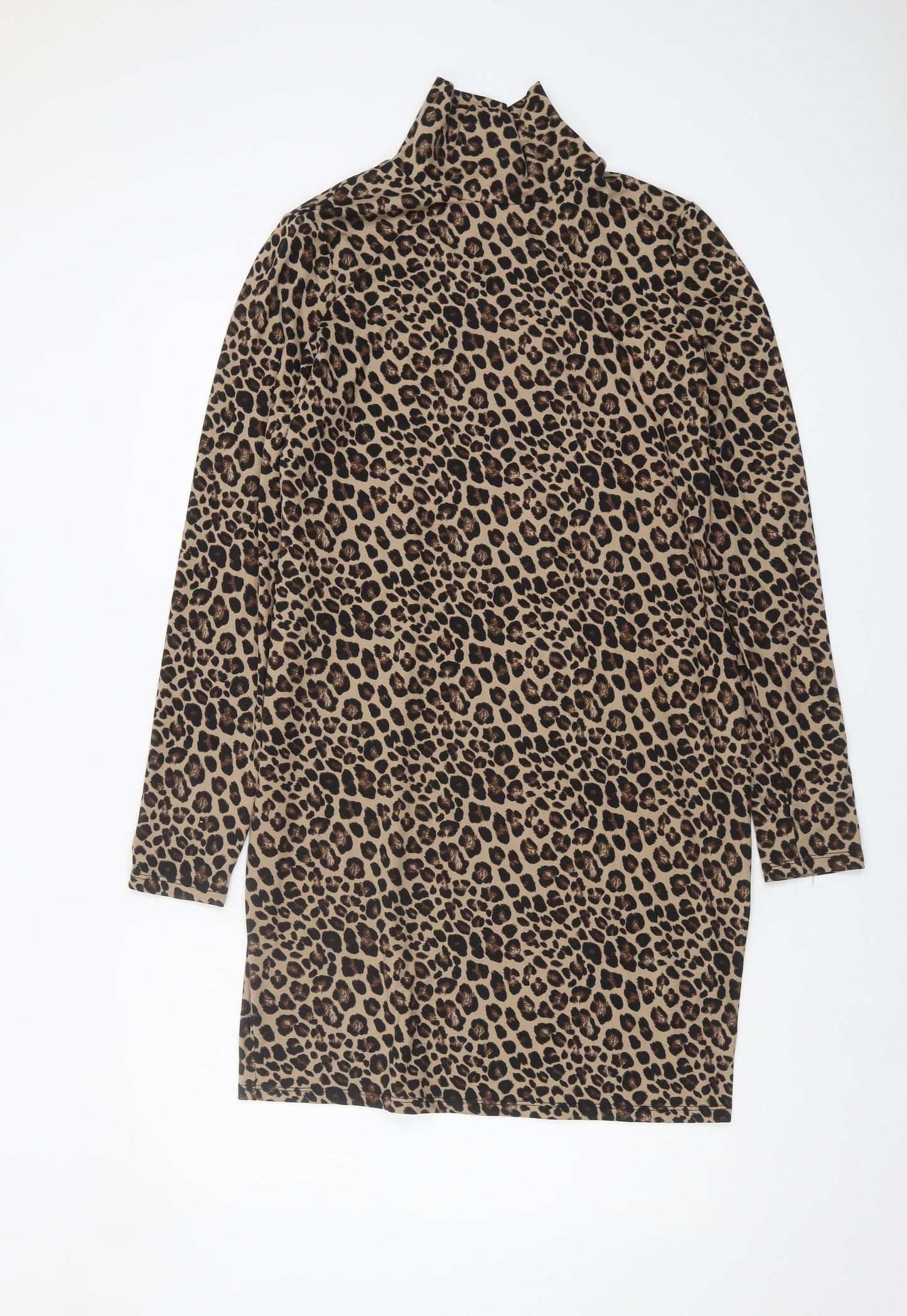 New Look Women's Brown Long Sleeve Leopard Dress