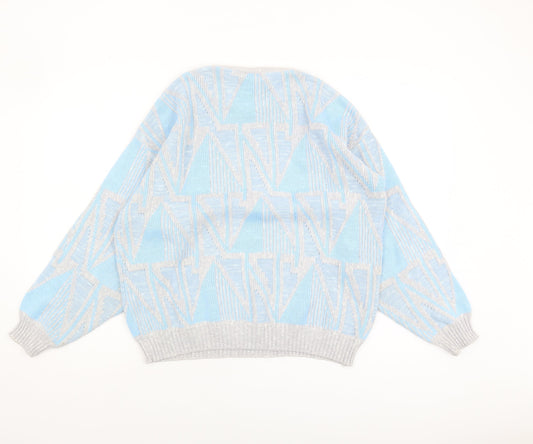 Farah Women's Blue Geometric Pullover Jumper, Medium