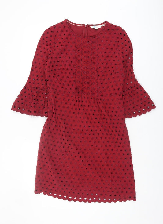 Boden Women's Red Knee Length Shift Dress Size 8