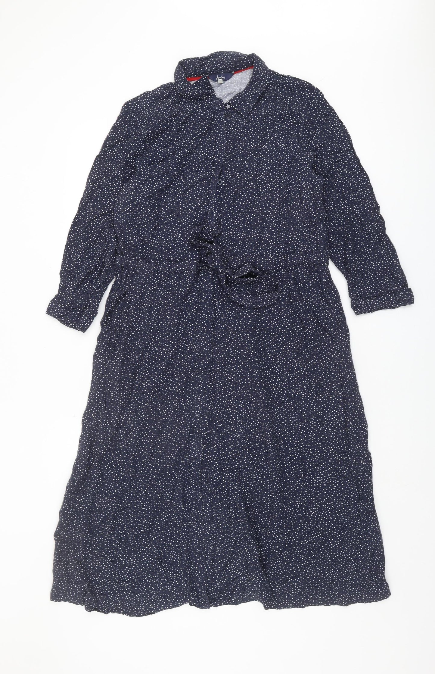 Joules Women Blue Polka Dot Shirt Dress UK 12