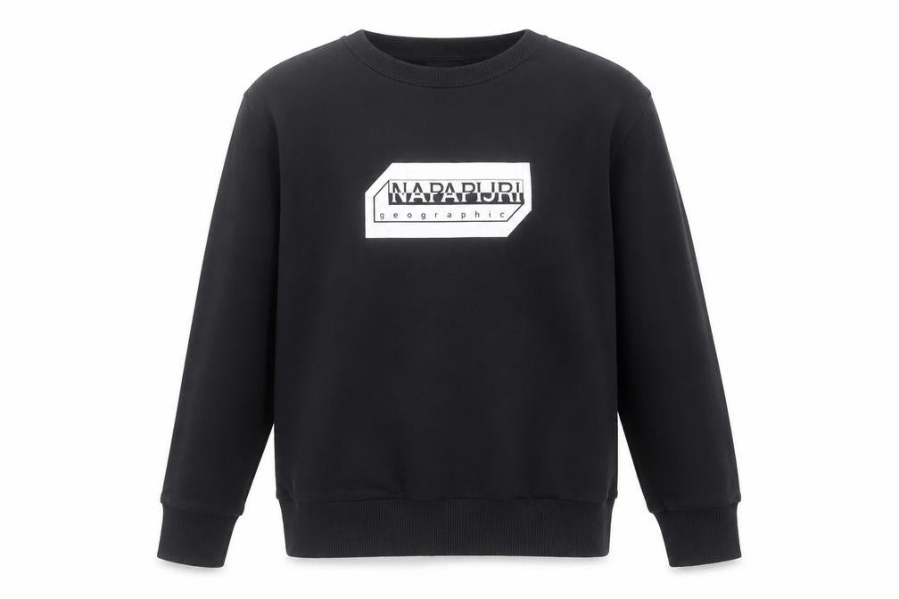 Front view of Napapijri boys’ black pullover sweatshirt 10-11 years