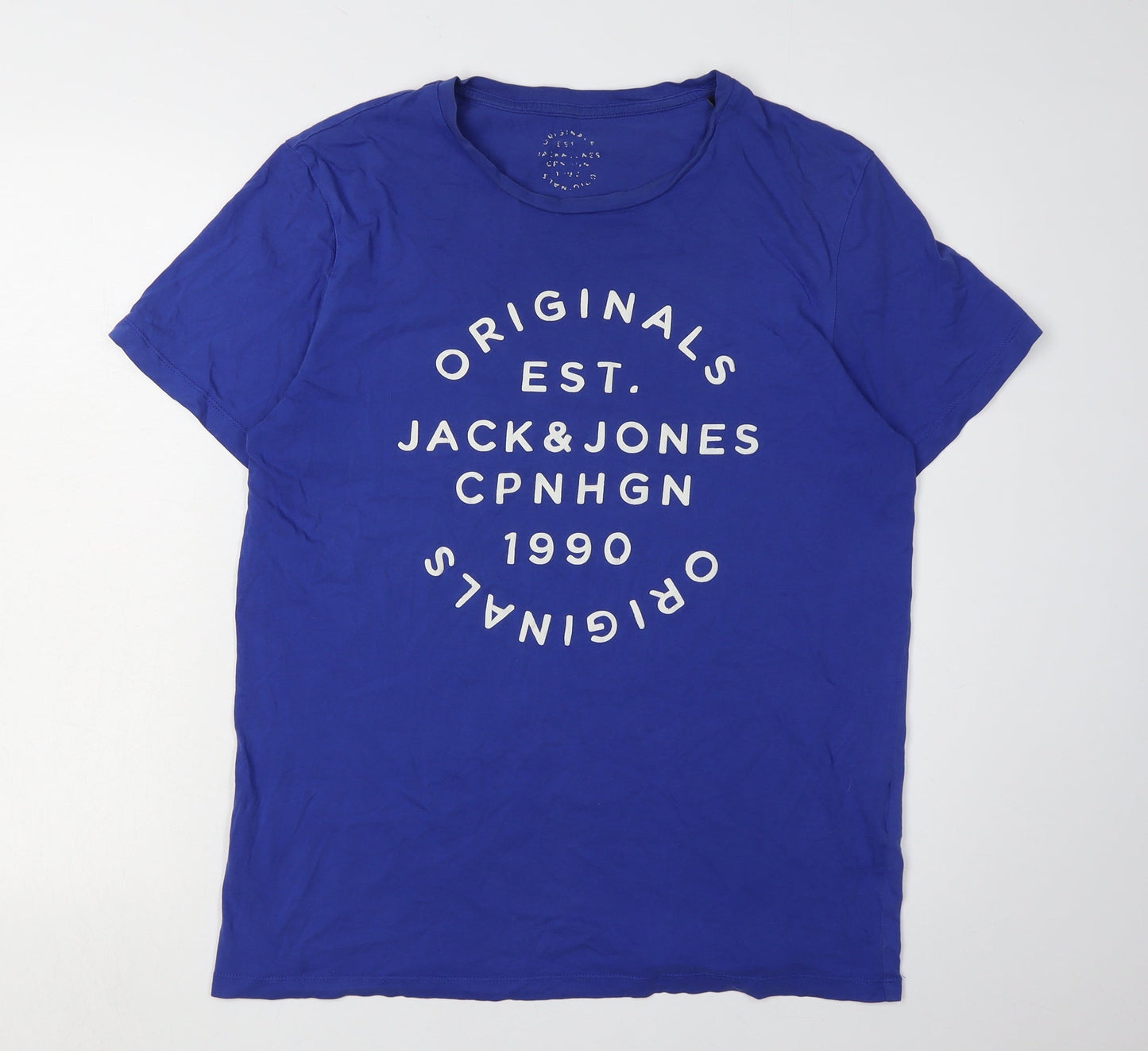 Jack & Jones Men's Blue Graphic Print T-Shirt L