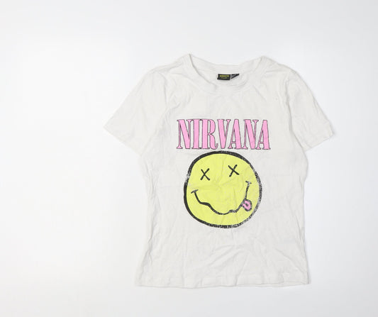 Nirvana Unisex White T-Shirt S Casual Music Graphic