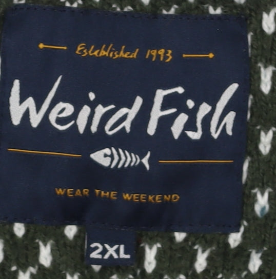 Weird Fish Men's Green Pullover Jumper Size 2XL