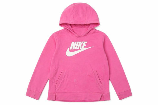 Nike Girls Pink Pullover Hoodie - M | Casual & Comfy