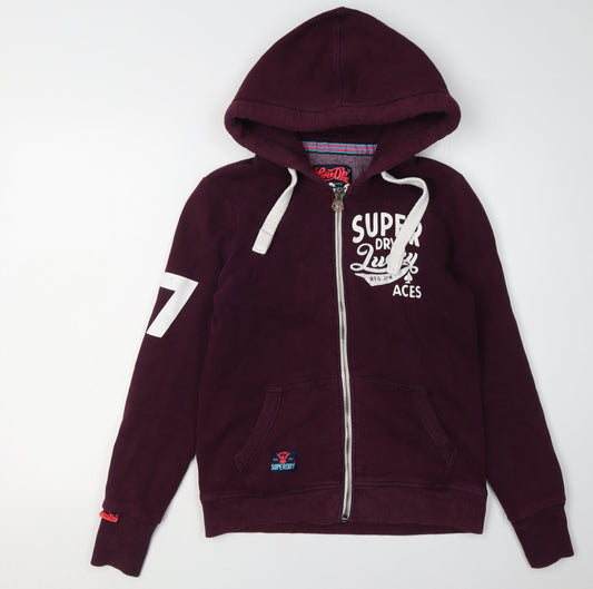 Superdry Purple Hoodie, Unisex S, Full Zip, Logo Style
