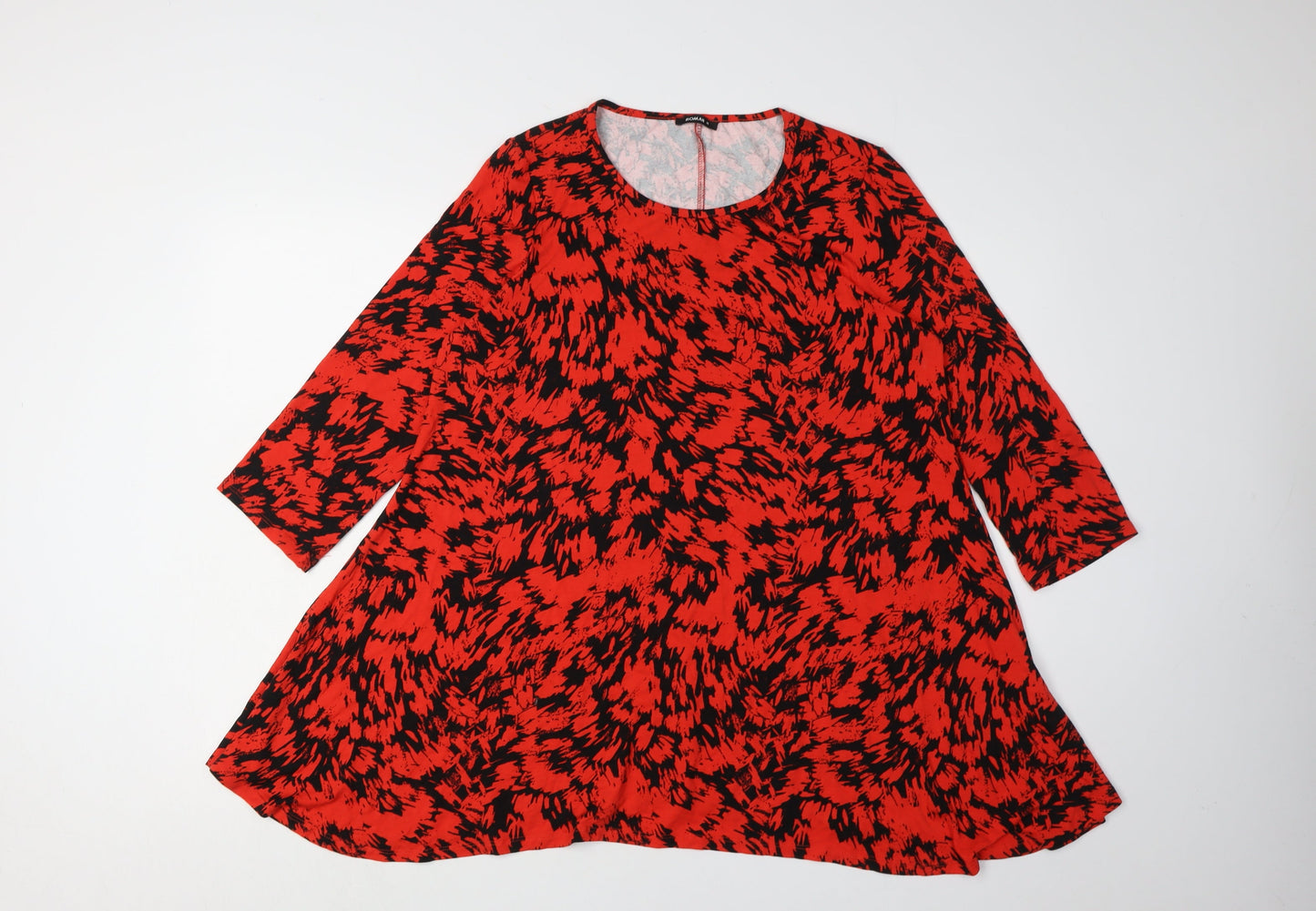 Roman Women’s Red Tunic 3/4 Sleeve Animal Print
