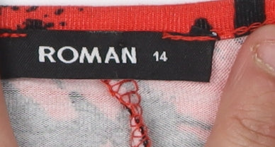 Roman Women’s Red Tunic 3/4 Sleeve Animal Print