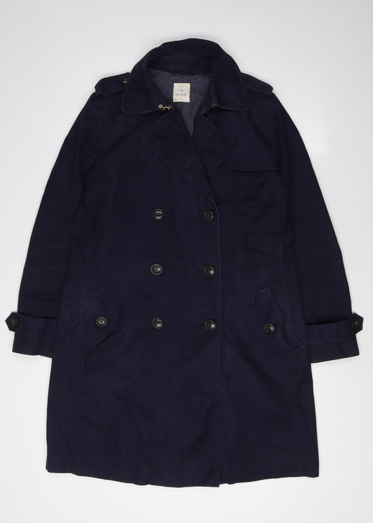 Gap Women's Blue Trench Coat M Casual Regular Fit