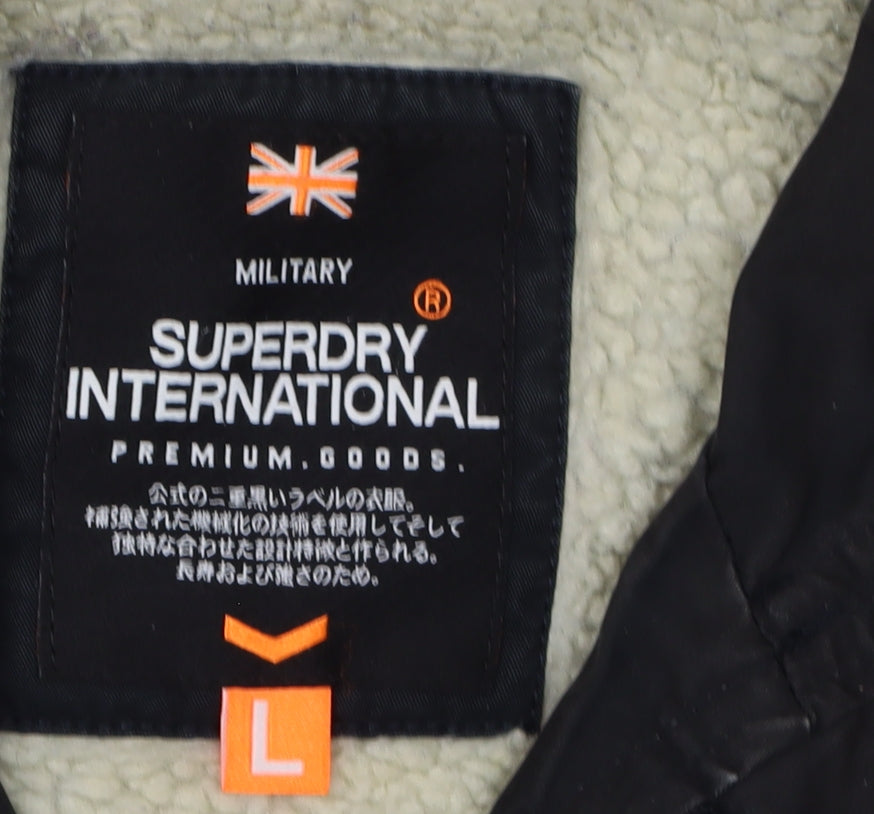 Superdry Mens Black Military Jacket L