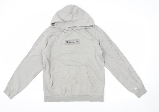 Champion Boys Grey 2XL Pullover Hoodie with Logo