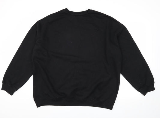 Bershka Men's Black Pullover Sweatshirt L