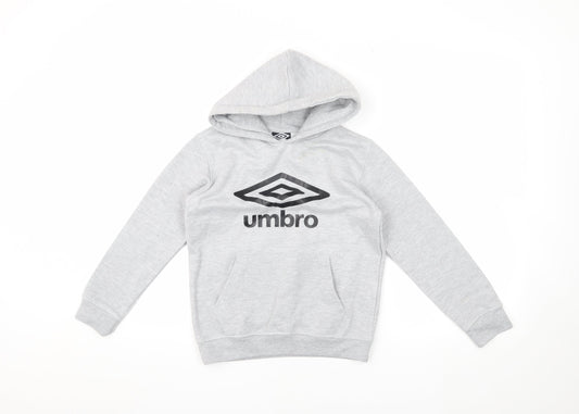 Umbro Boys Grey Pullover Hoodie 9-10 Years with Logo