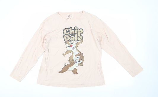 Disney Women's Beige Chip 'n Dale Long Sleeve T-Shirt L