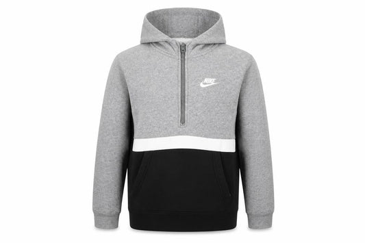 Nike Boys Grey Black Pullover Hoodie L with Zip Pocket
