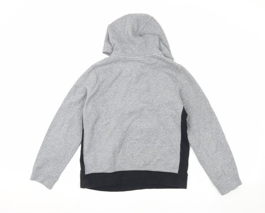 Nike Boys Grey Black Pullover Hoodie L with Zip Pocket