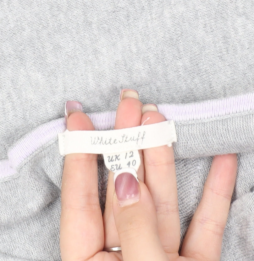 White Stuff Women's Grey Heart Pullover Jumper, Size 12