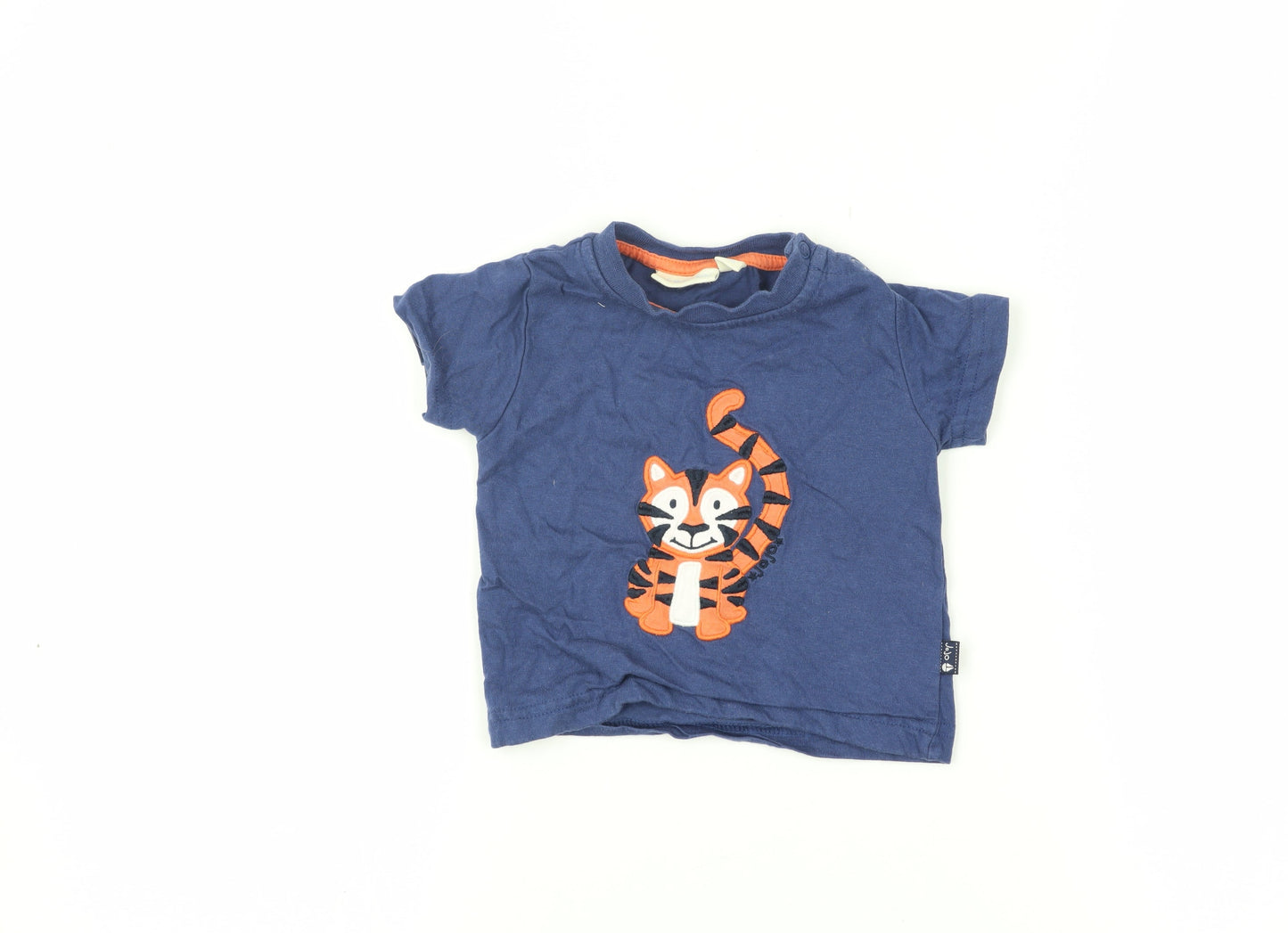 JoJo Maman Bébé Unisex Blue T-Shirt 3-6M, Animal Print, Cotton