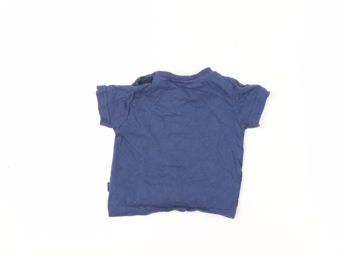 JoJo Maman Bébé Unisex Blue T-Shirt 3-6M, Animal Print, Cotton