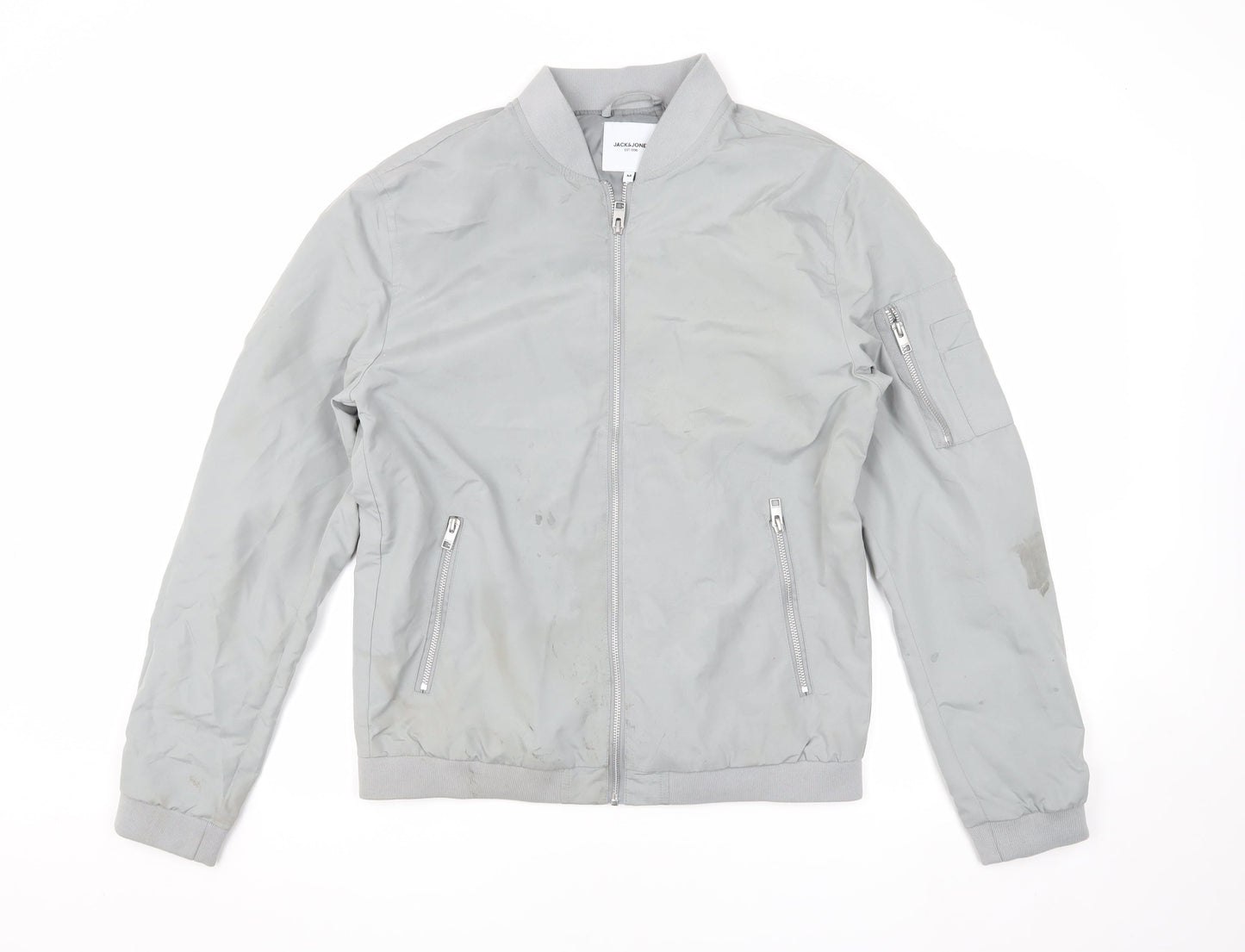 Jack & Jones Men's Grey Bomber Jacket M, Casual Style