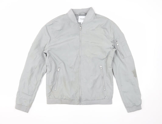 Jack & Jones Men's Grey Bomber Jacket M, Casual Style