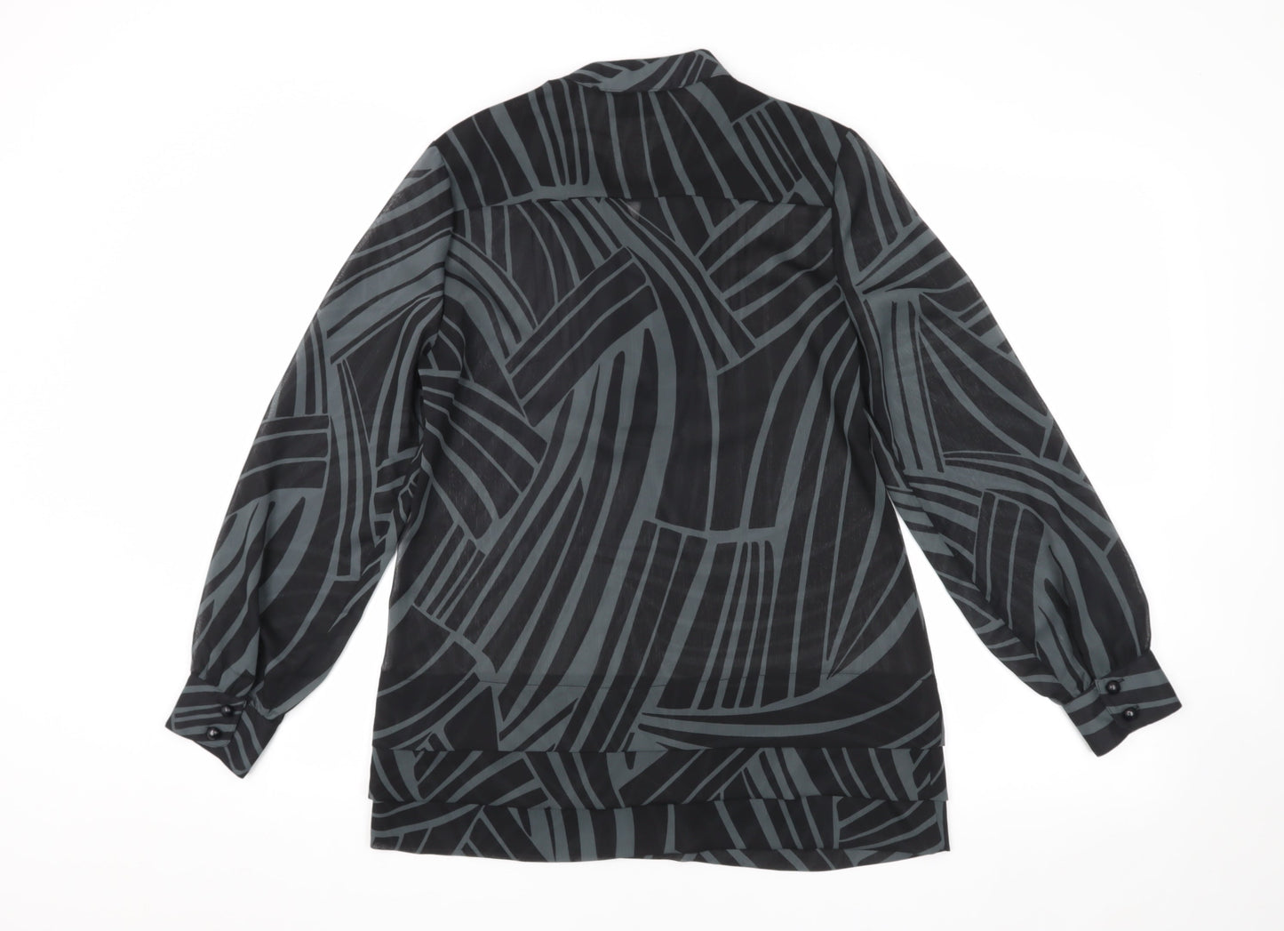 Principles Petites Black Geometric Blouse, Size 10