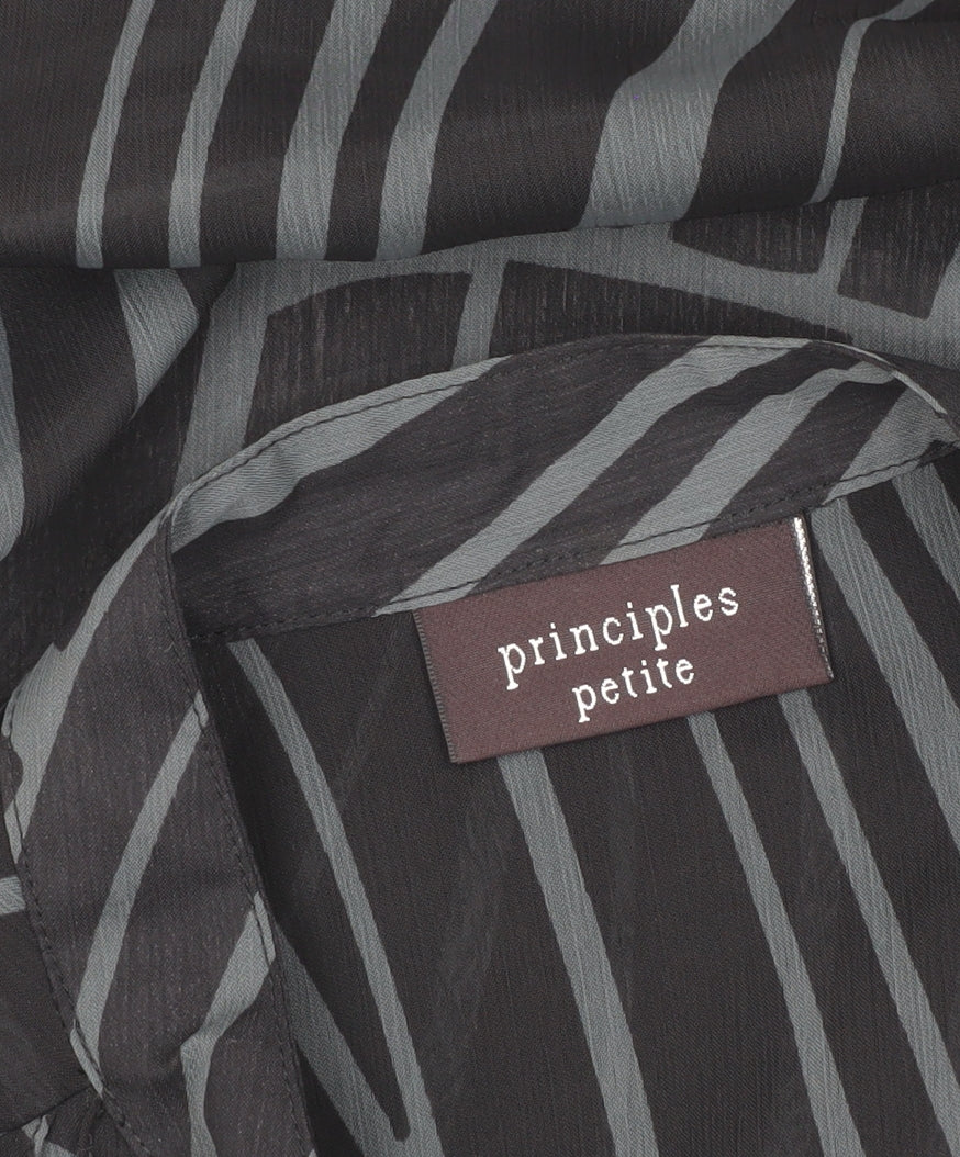 Principles Petites Black Geometric Blouse, Size 10