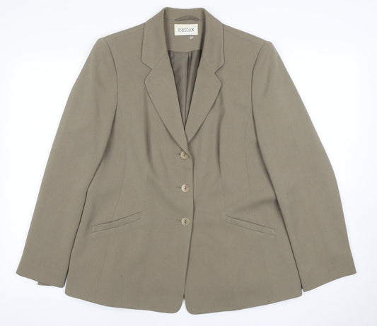 Eastex Women Brown Blazer UK 12 Three-Button Regular Fit