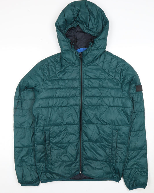 Jack & Jones Men's Green S Puffer Jacket Hooded