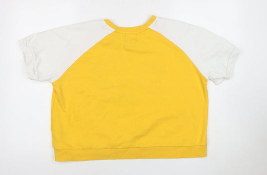Superdry Women's Yellow Crew Neck T-Shirt, Size 14, Casual