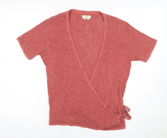 Fat Face Women's Red V-Neck Wrap Jumper Size 12