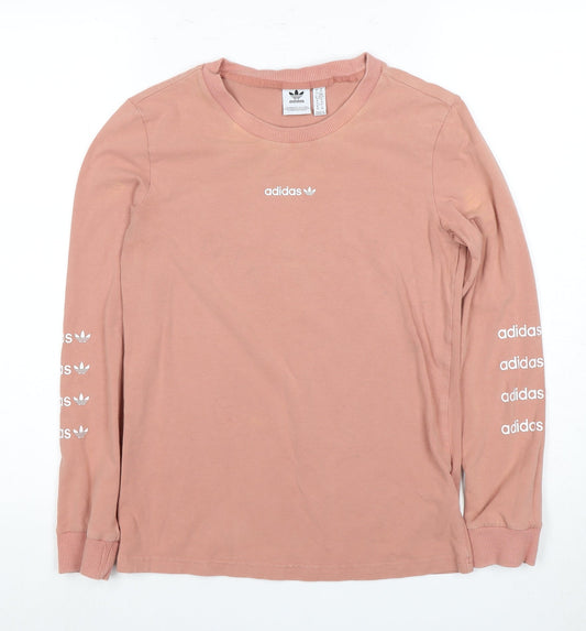 Adidas Women's Pink Long Sleeve Crew Neck T-Shirt Size 6