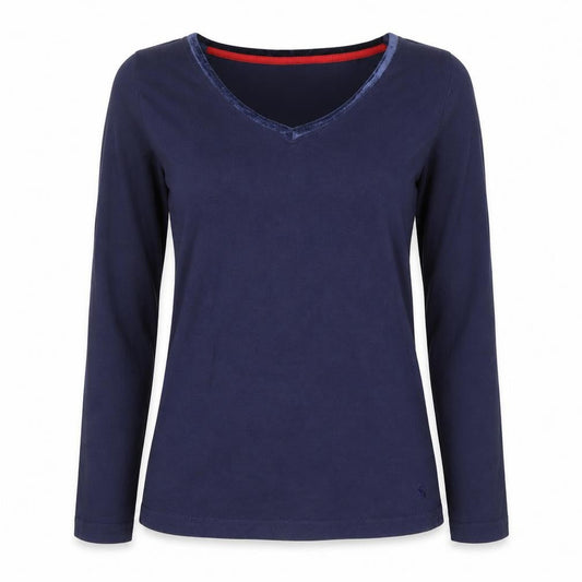 Womens UK Size 8 Joules Blue Cotton Blend T-Shirt
