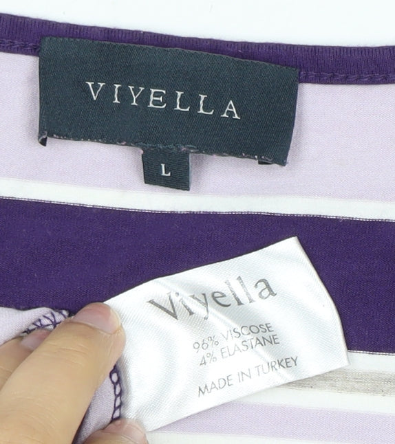 Viyella Women's Multicoloured Striped T-Shirt L