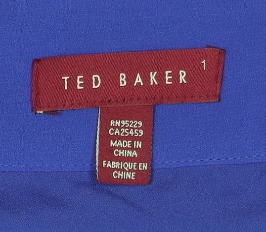 Ted Baker Women's Blue Pencil Skirt Size 8 Ruffle Accent