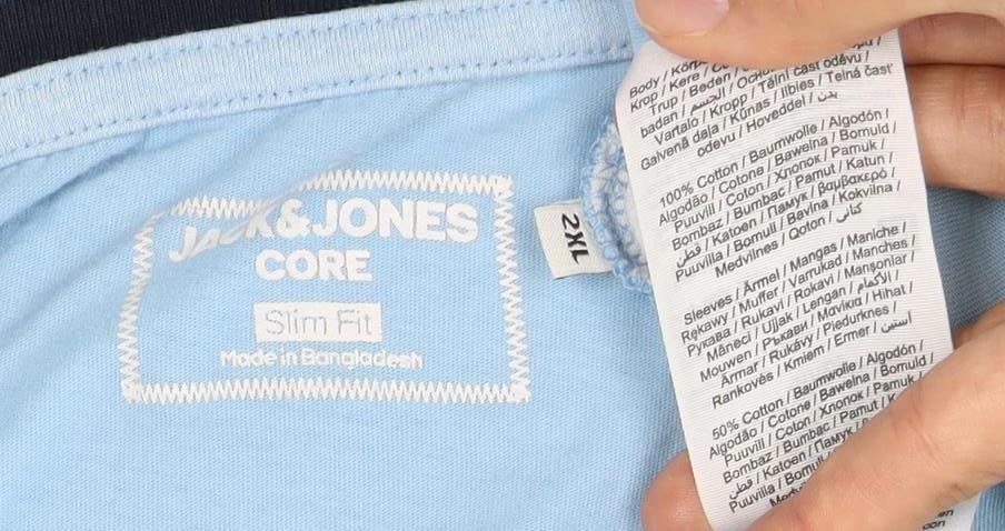 Jack & Jones Men's Blue Graphic Print 2XL Slim T-Shirt