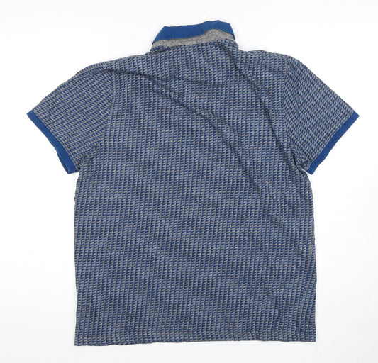 Ted Baker Men's Blue Geometric Polo Shirt L