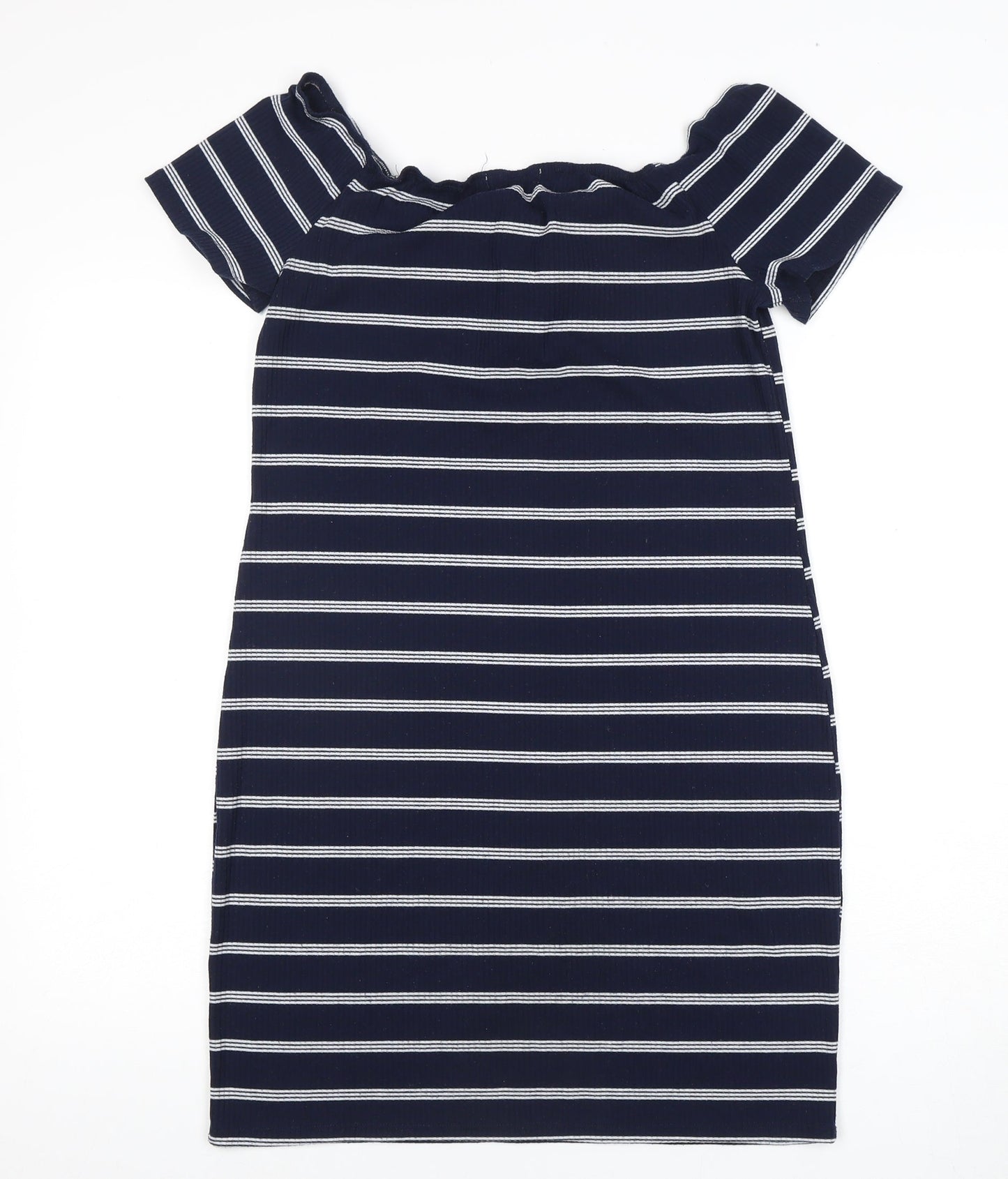 Brave Soul Women's Blue Striped Bodycon Dress M