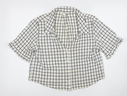 Monki Women's White Check Button-Up Shirt M