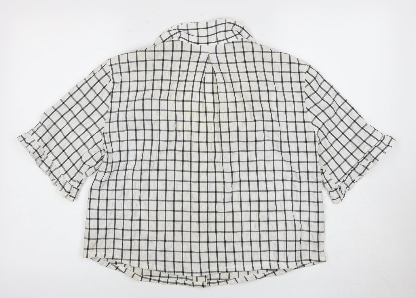 Monki Women's White Check Button-Up Shirt M