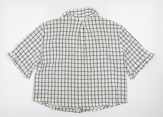 Monki Women's White Check Button-Up Shirt M