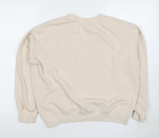 H&M Beige Unisex 'Tennis Club' Pullover Sweatshirt M
