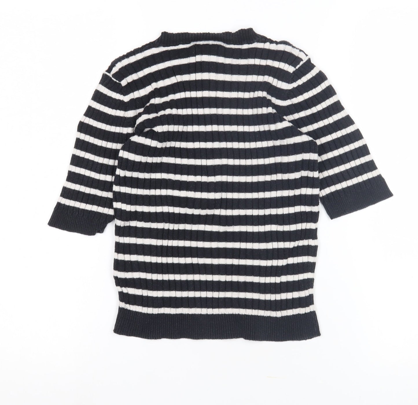 Monki Women's Black Striped Cotton Pullover Jumper XS